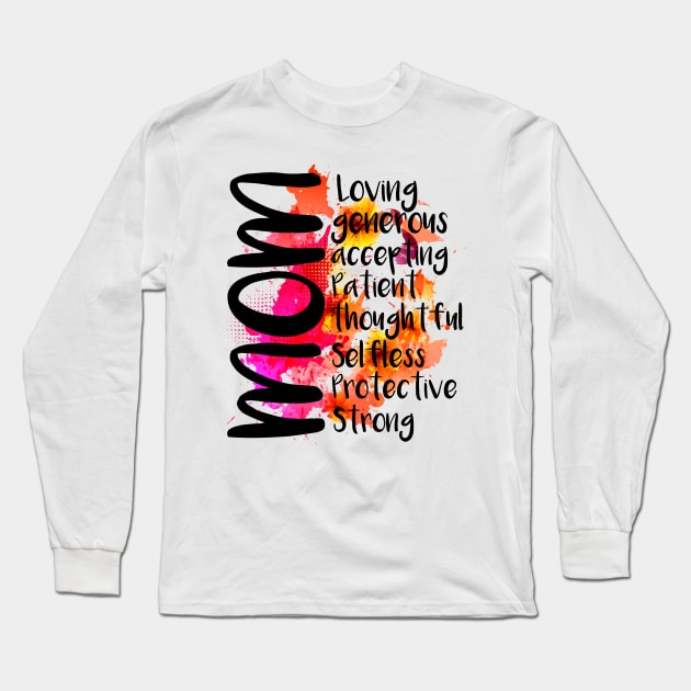 Trendy Mother's Day Best Mom Colorful Graphic Tops Long Sleeve T-Shirt by Studio Hues